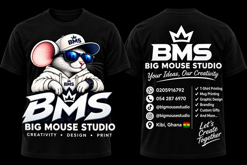 Black BMS Big Mouse Studio Graphic T-Shirt 1