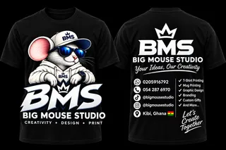 Black BMS Big Mouse Studio Graphic T-Shirt