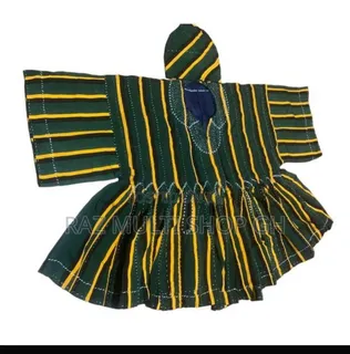Green and Yellow Striped Smock with Matching Cap