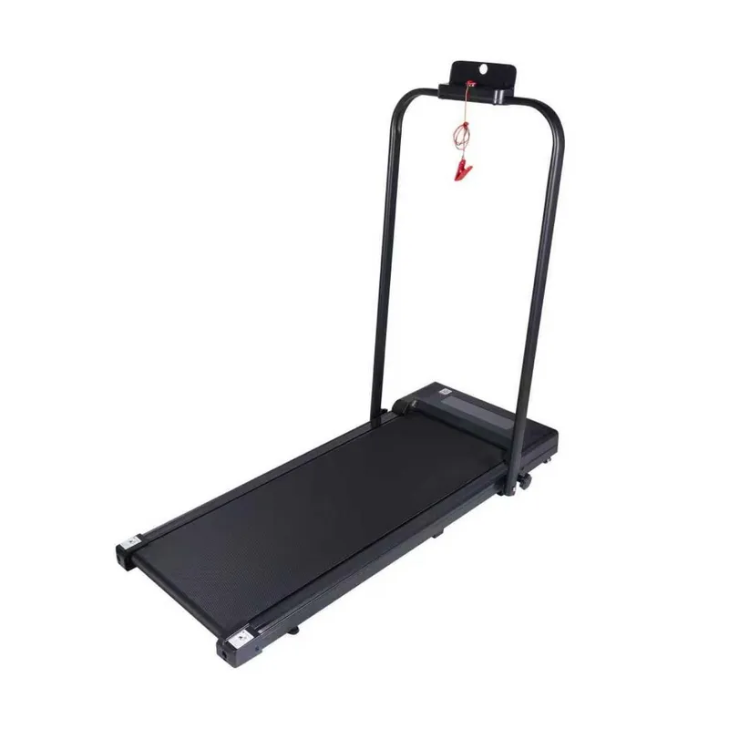 Black Compact Treadmill with Handrail and Safety Key 1