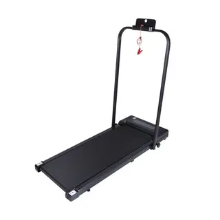 Black Compact Treadmill with Handrail and Safety Key