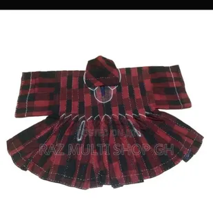 Red and Black Checked Smock with Matching Cap