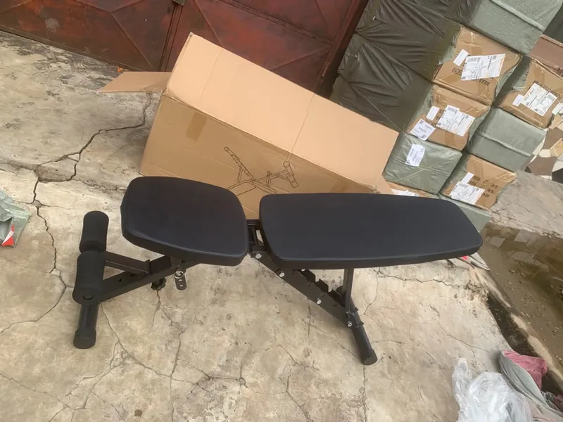 Black Adjustable Weight Bench with Padded Seat 1