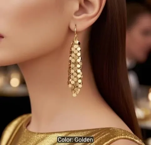 Golden Disc Cascade Drop Earrings 1