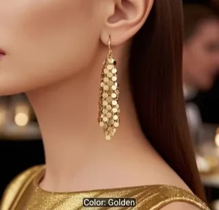 Golden Disc Cascade Drop Earrings