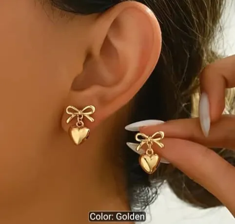 Heart ribbon earring 1