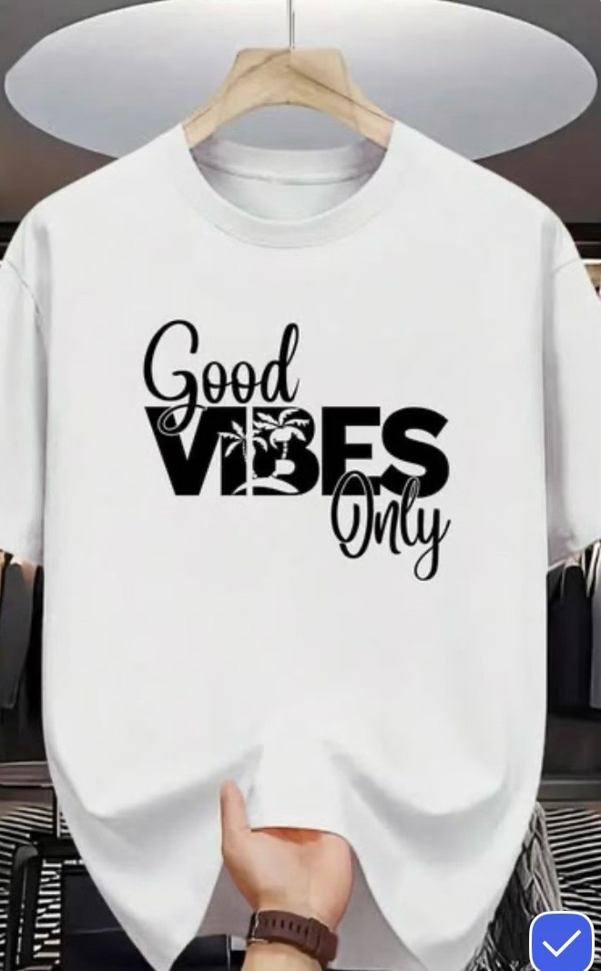 White Good Vibes Only Graphic Print T Shirt
