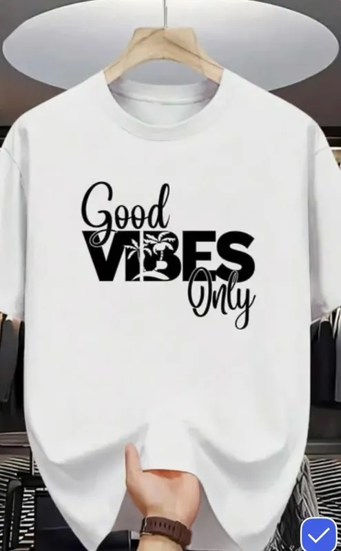 White Good Vibes Only Graphic Print T Shirt 1