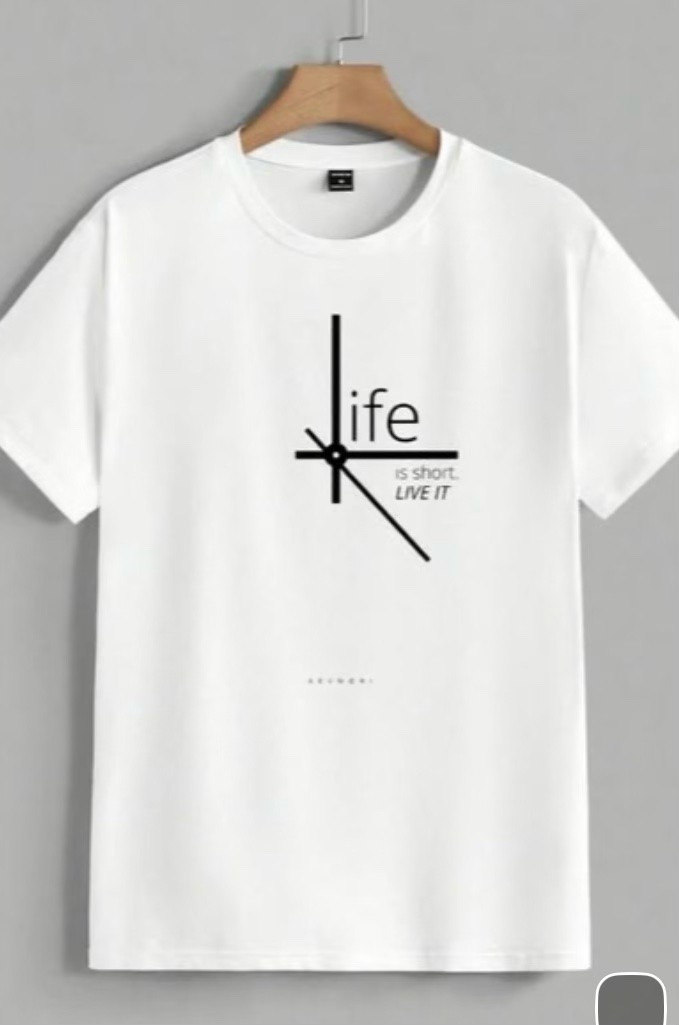 White Graphic T-Shirt - Life Is Short Live It Print