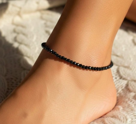 black crystal anklet