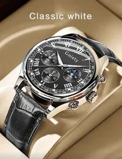 Gaiety Black Dial Wristwatch with Black Leather Strap