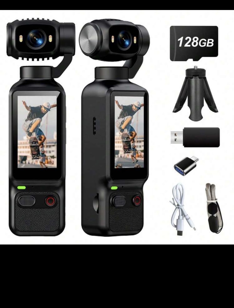 Handheld Gimbal Pocket Camera Set with 128GB Card and Tripod 1