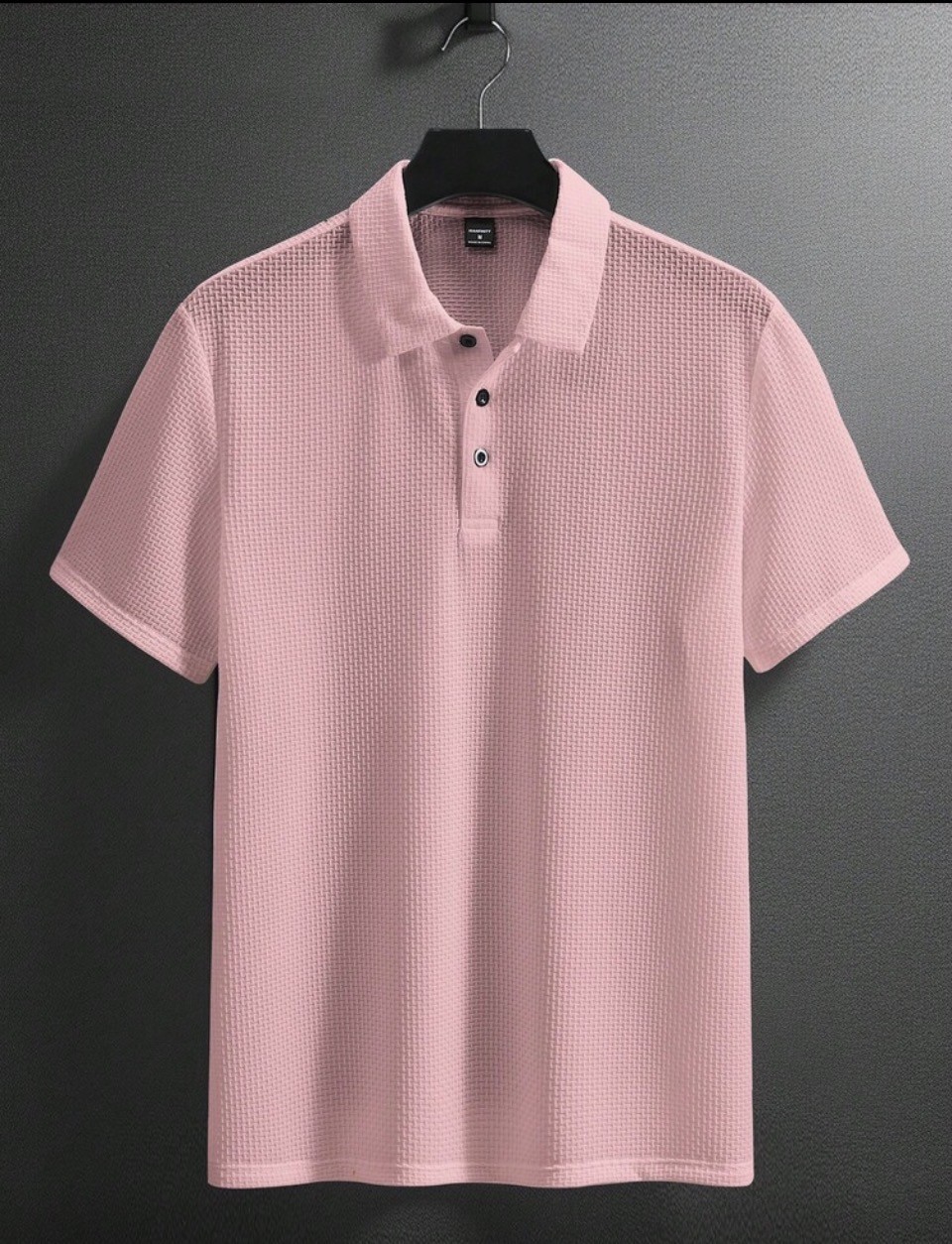 Light Pink Textured Short-Sleeve Polo Shirt 1
