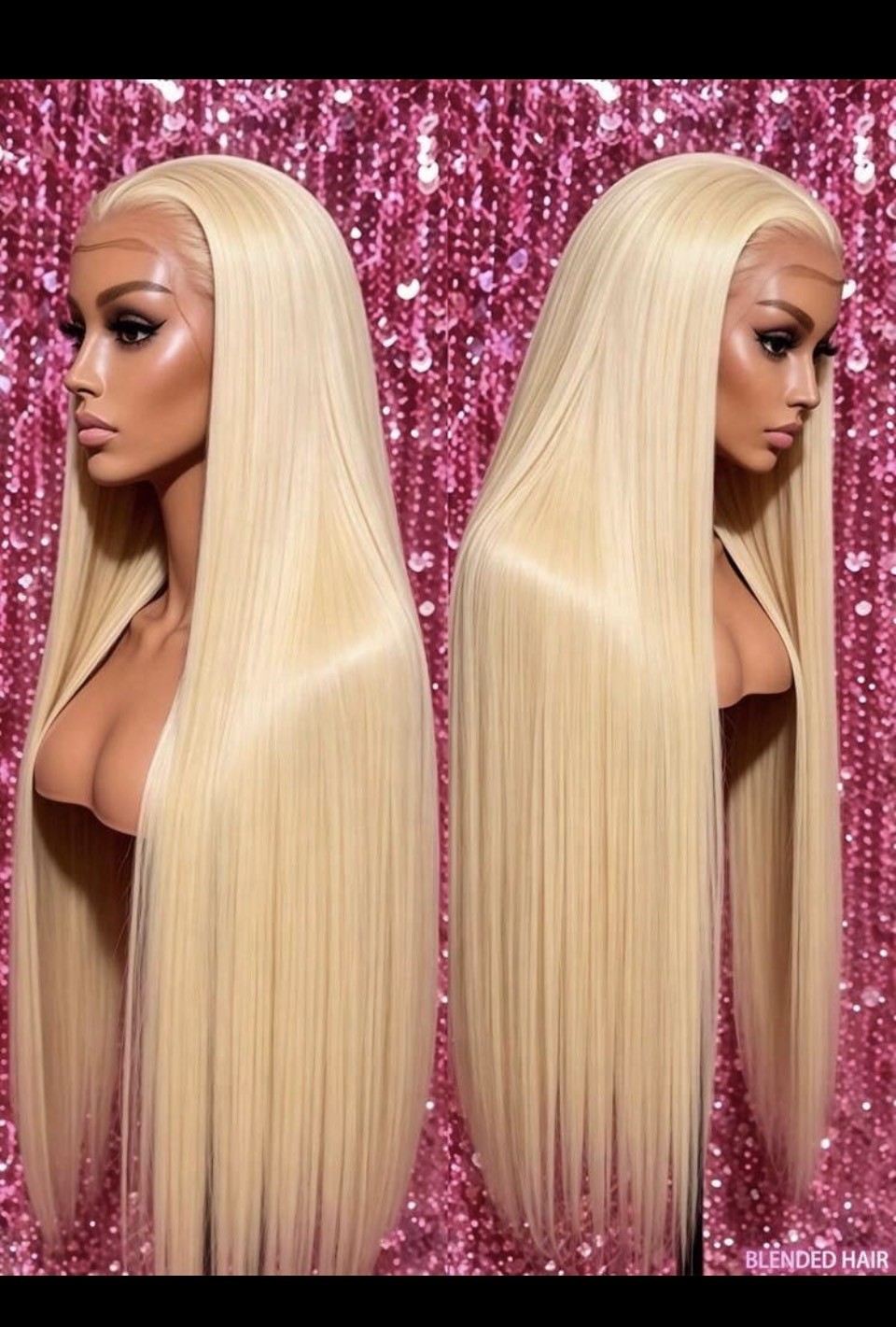 Long Straight Platinum Blonde Lace Front Wig 1
