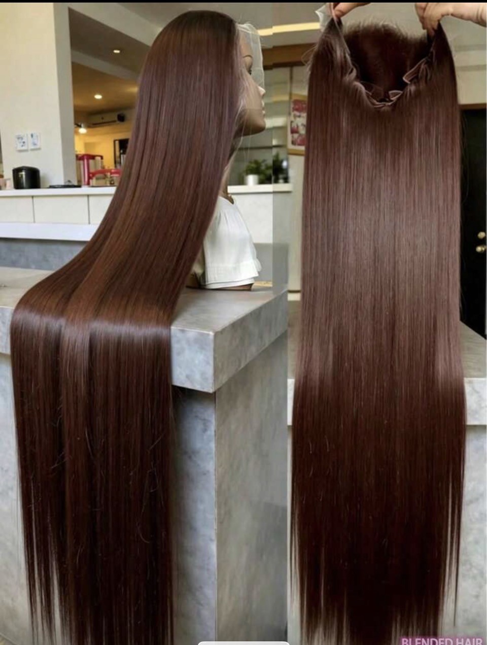 Extra Long Straight Chocolate Brown Lace Front Wig 1