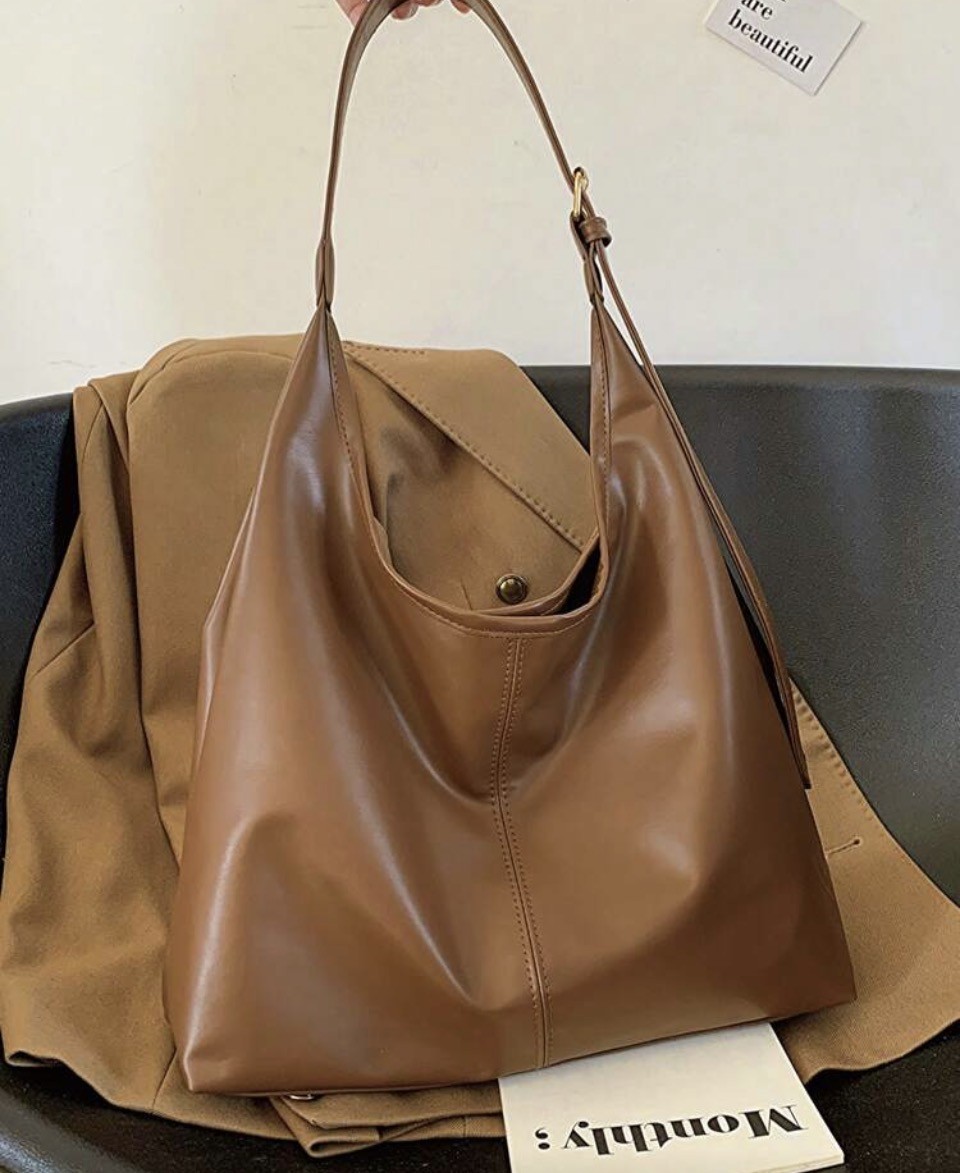 Brown Hobo Shoulder Bag with Adjustable Strap 1