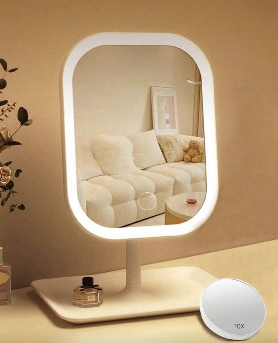 White LED Tabletop Vanity Mirror with 10X Mini Mirror 1
