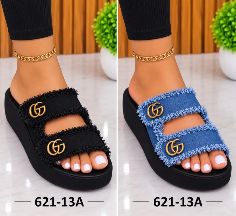 Beautiful Ladies Jeans Gucci slippers 1