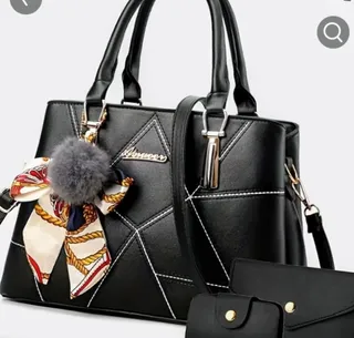 Pink 2-Piece Handbag and Wallet Set with Scarf Charm Detail 5