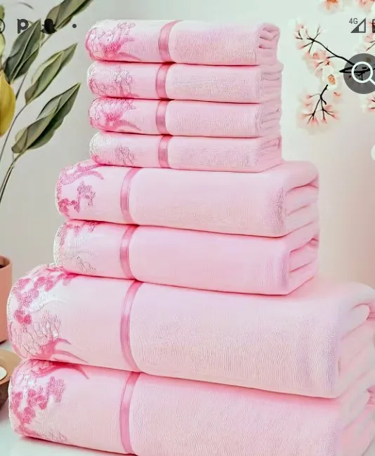 White Towel Set with Gold Crown Embroidery Design (GHS) 3