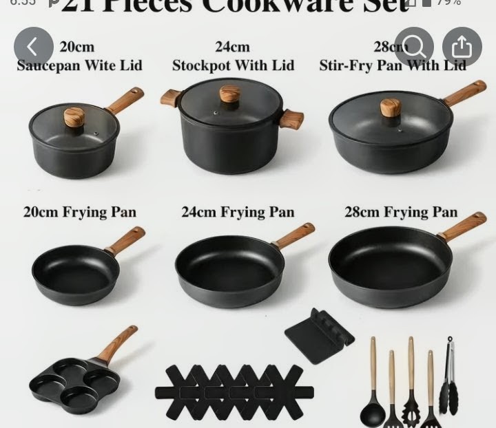 21Pcs Nonstick Cookware Set with Pots, Pans and Utensils 2