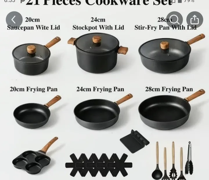 21Pcs Nonstick Cookware Set with Pots, Pans and Utensils 2