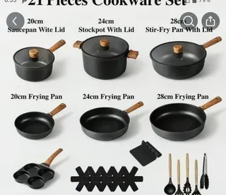 21Pcs Nonstick Cookware Set with Pots, Pans and Utensils 2