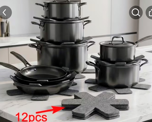 Black Cookware Set 12pcs with Pots, Pans and Lids 2