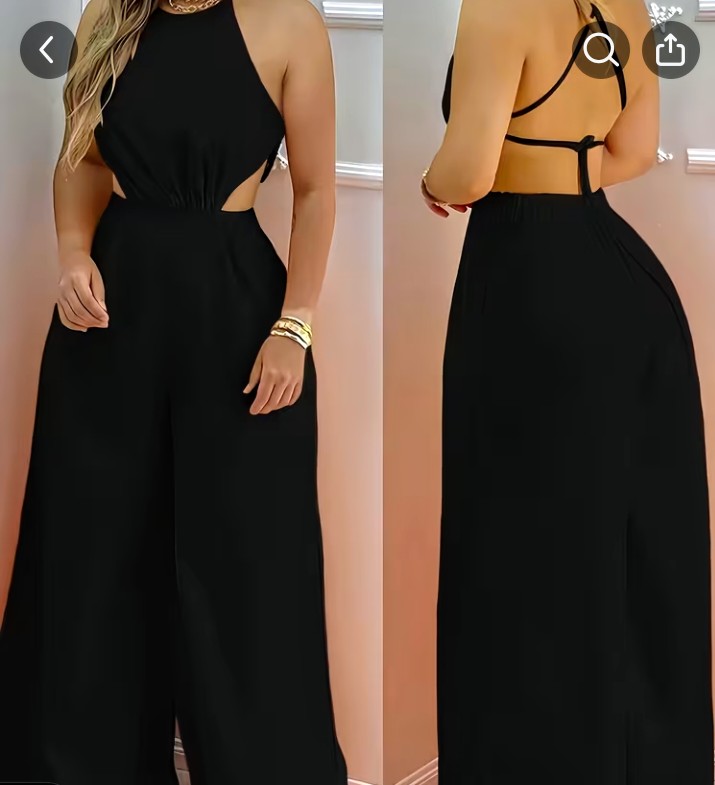 White Halter Neck Open Back Wide Leg Jumpsuit 3