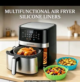 Digital Stainless Steel Air Fryer with Silicone Liners Set 2