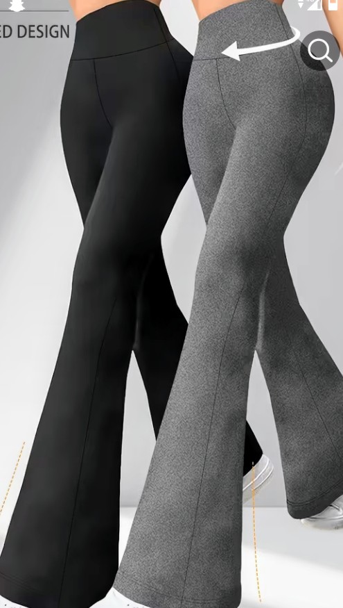 High-Waisted Flared Leggings - Black and Navy Blue Options 4