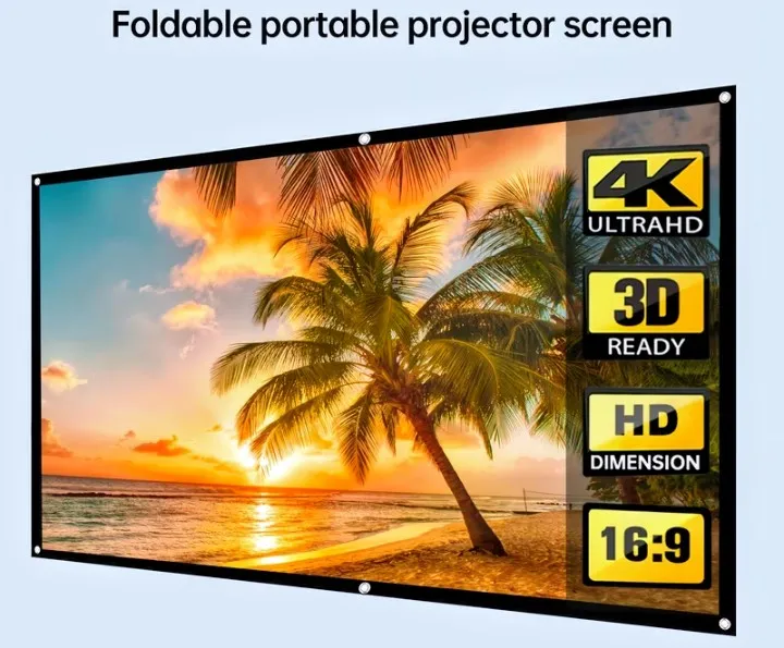 Portable Foldable Projector Screen with Grommets - 16:9 2