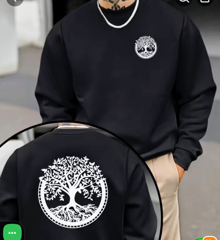 Blue Tree of Life Print Crewneck Sweatshirt 2