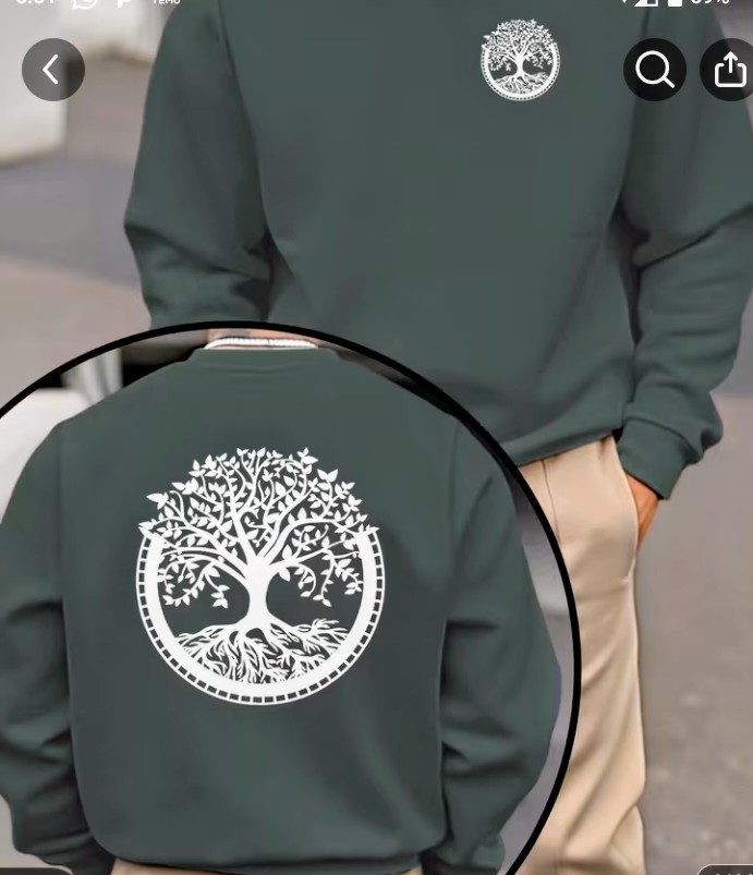 Blue Tree of Life Print Crewneck Sweatshirt 3