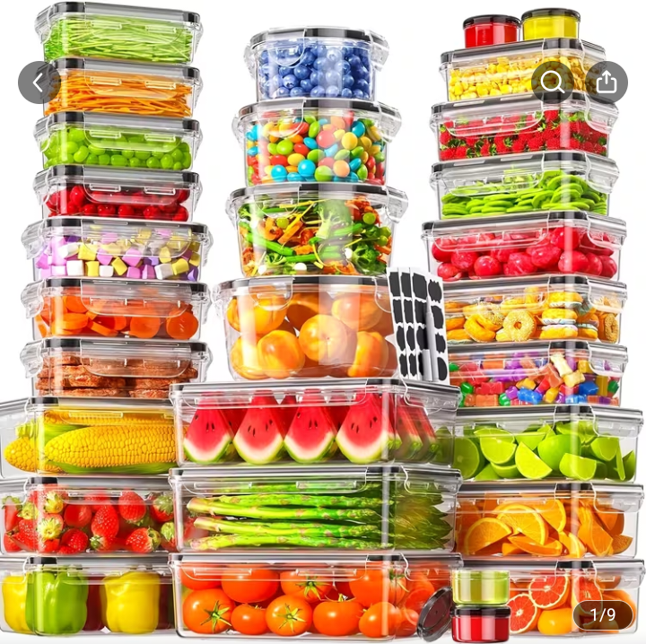 Clear Plastic Food Storage Container Set with Lids 2