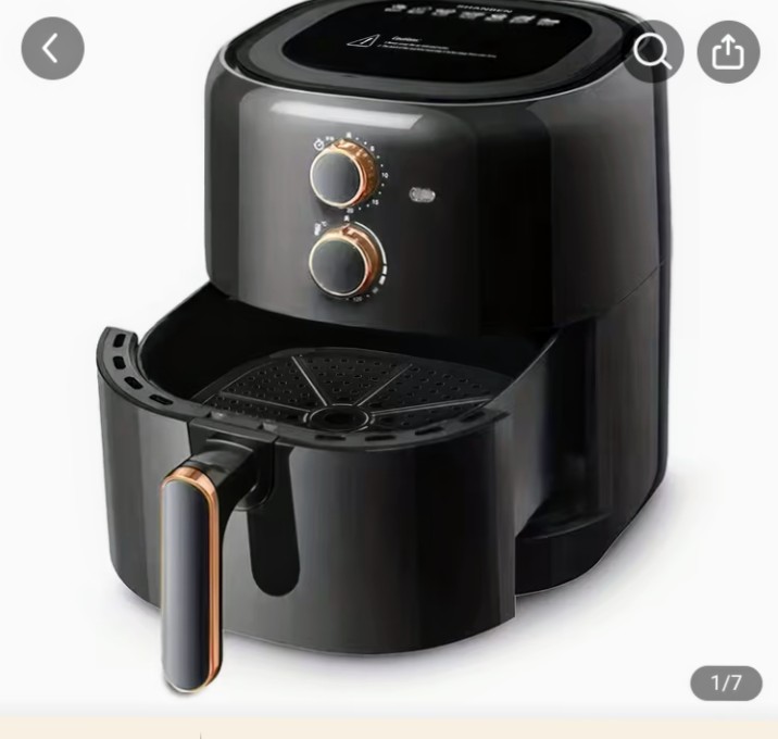 Black Manual Air Fryer with Gold Dial Knobs 2