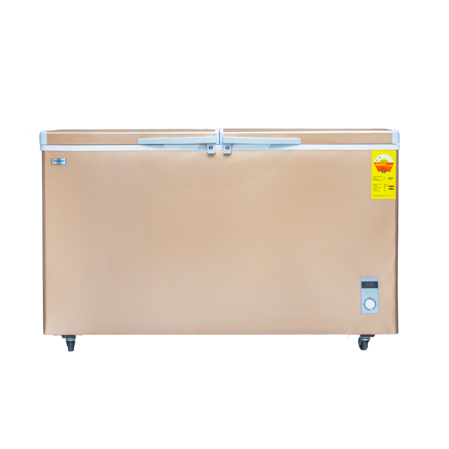 Double Door Chest Freezer with Wheels Grey Finish 1