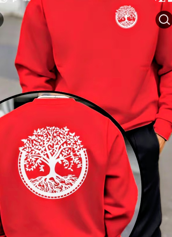 Blue Tree of Life Print Crewneck Sweatshirt 4