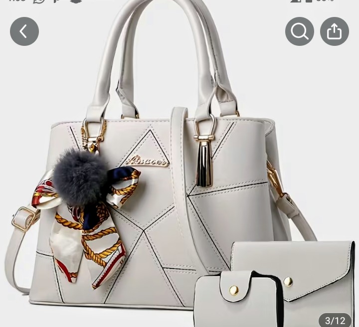 Pink 2-Piece Handbag and Wallet Set with Scarf Charm Detail 4