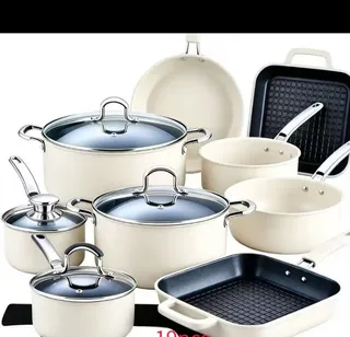 19pcs Mint Green Nonstick Cookware Set with Glass Lids and Pans 2