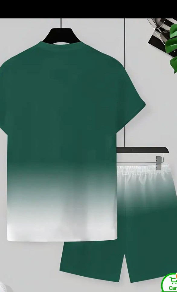 Men's Ombre PARIS Print T-Shirt and Shorts Set 2