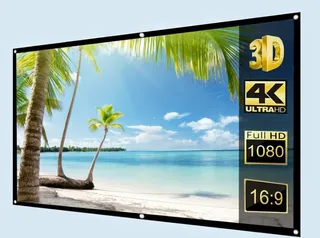 Portable Foldable Projector Screen with Grommets - 16:9
