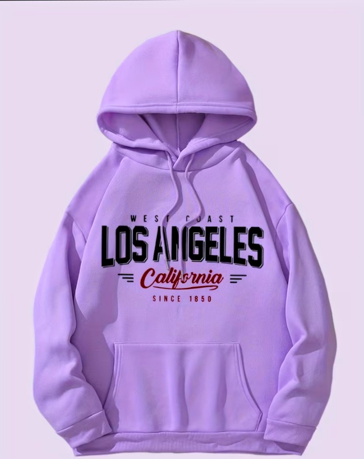 Purple Los Angeles California Graphic Print Hoodie 1
