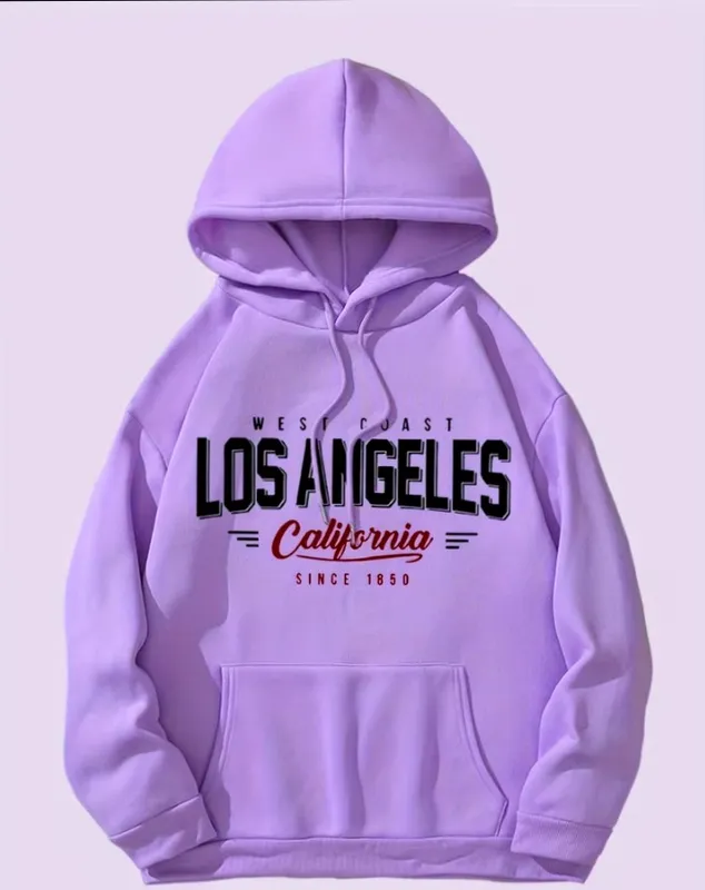 Purple Los Angeles California Graphic Print Hoodie 1