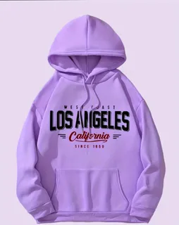 Purple Los Angeles California Graphic Print Hoodie