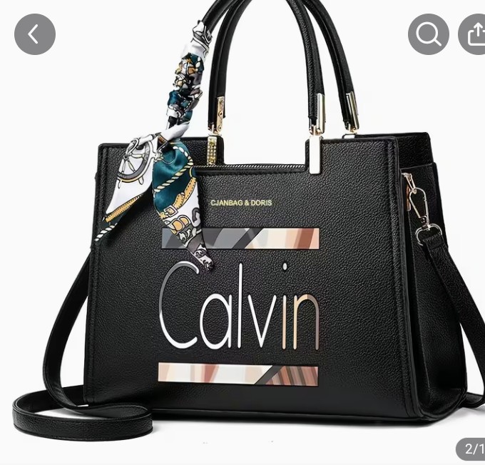 Black Tote Handbag with Scarf Accent and Gold Hardware 1