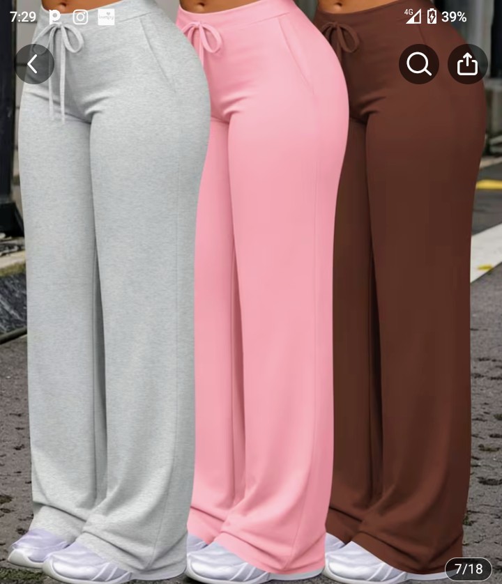 Wide-Leg Drawstring Pants - Grey, Pink, Brown Color Options 1