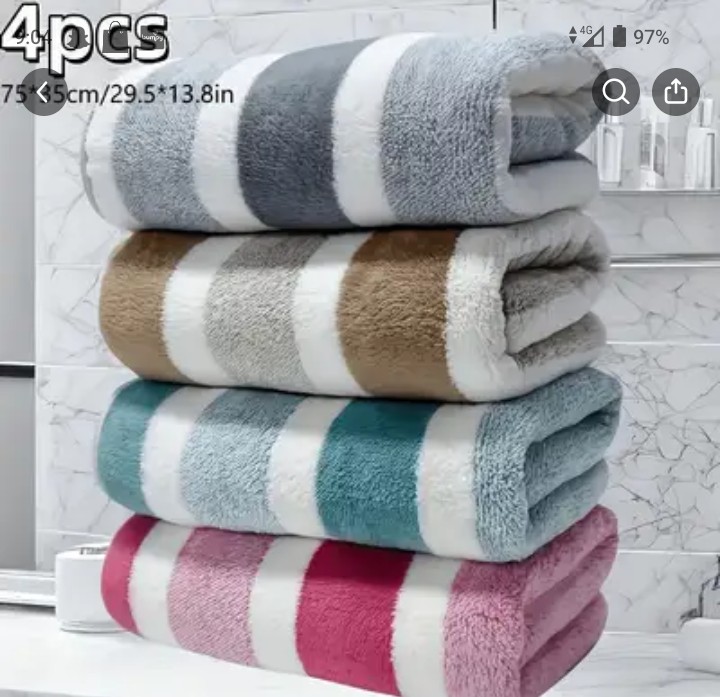 4pcs Striped Towel Set - 75x35cm 1