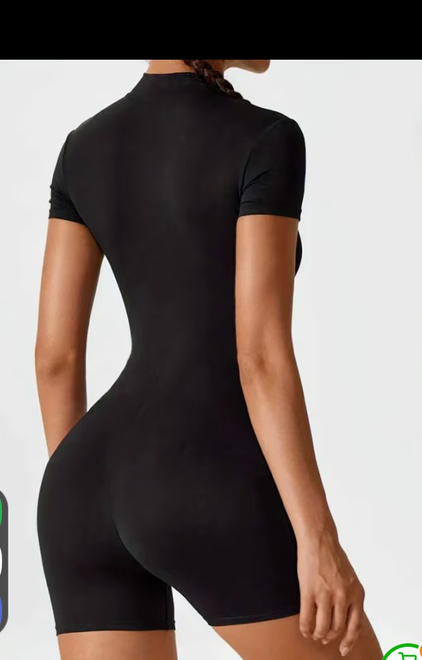 Black Fitted Short-Sleeve Bodycon Romper 1