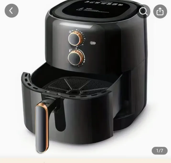 Black Air Fryer with Dual Dial Controls and Basket Tray 1